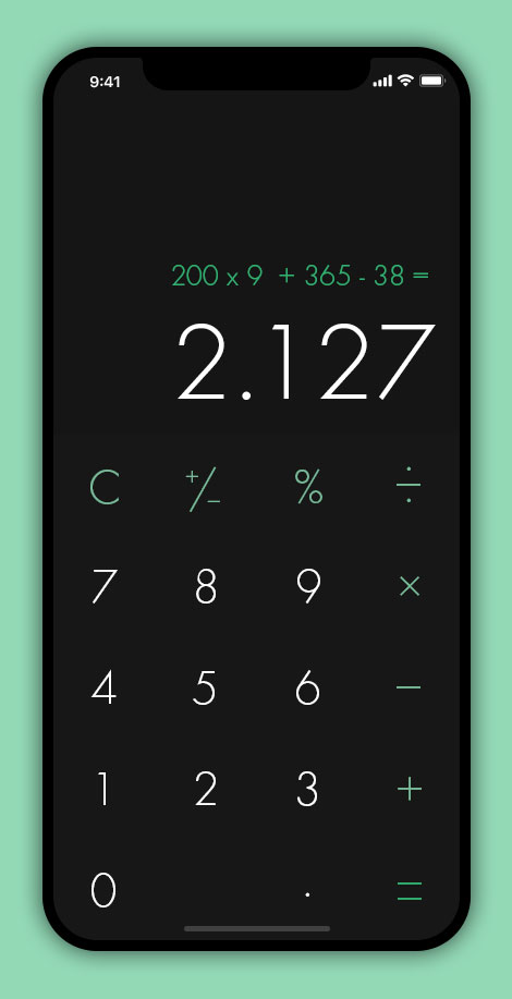 Minimal design calculator app